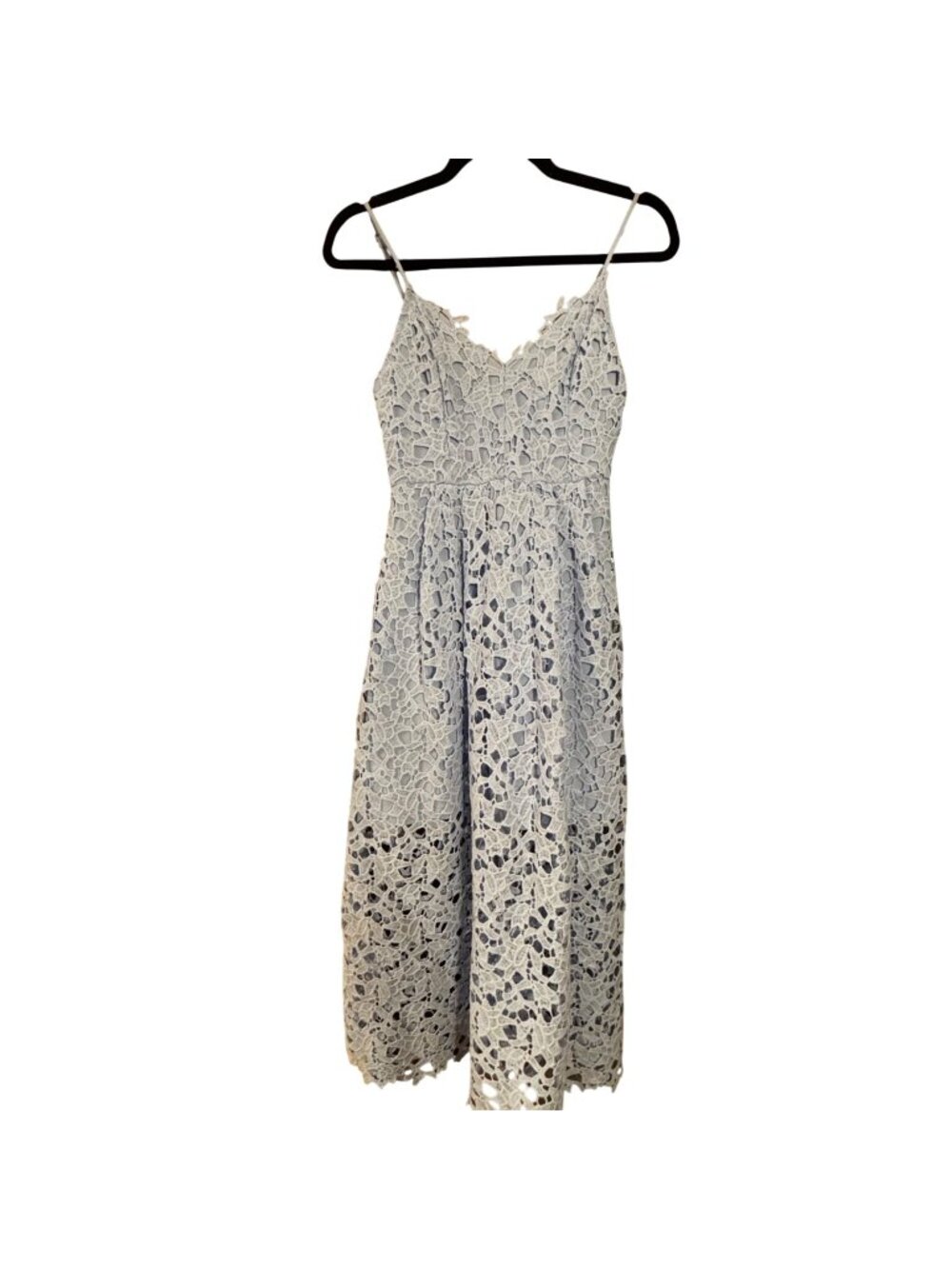 ASTR The Label Lace Midi Dress Light Blue XS Polyester/Rayon